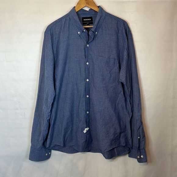 Bonobos Mens Blue Button Down Chambray Blue Slim Fit Long Sleeve Shirt size XL - Picture 1 of 6